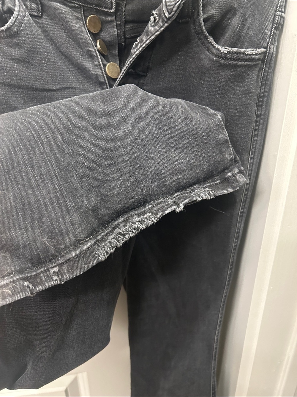 Flying Monkey Black High-Rise Flare Jeans with Button Front - Picture 6 of 8